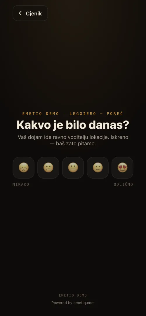 Mobilno ocjenjivanje usluge emoji skalom — 30 sekundi